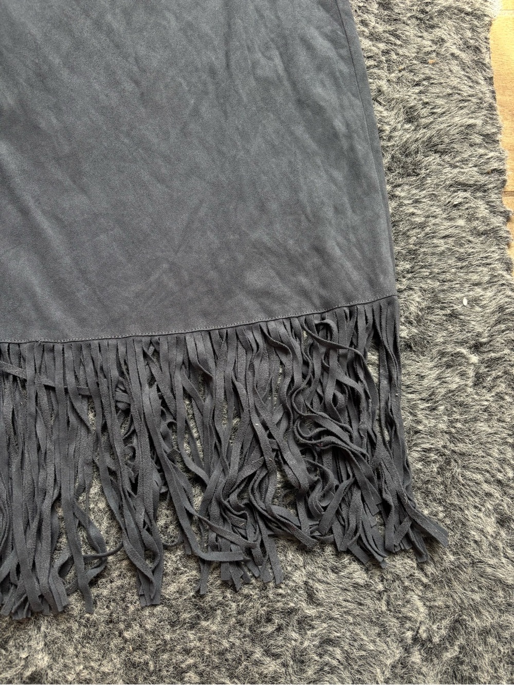 Ruby Rd. Fringe Mini Skirt Gray Large Like New - Picture 3 of 6
